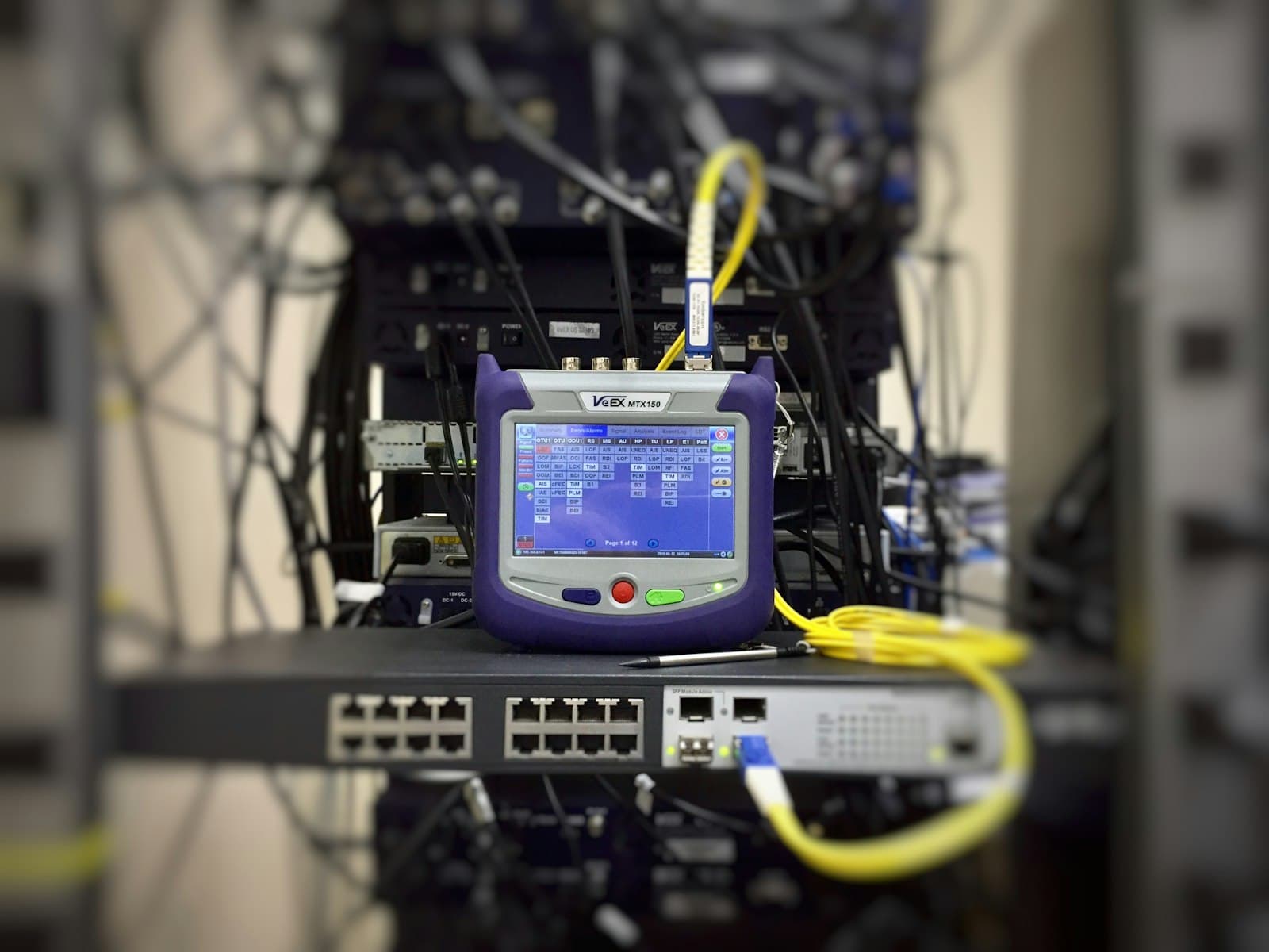Network test equipment connected to a switch